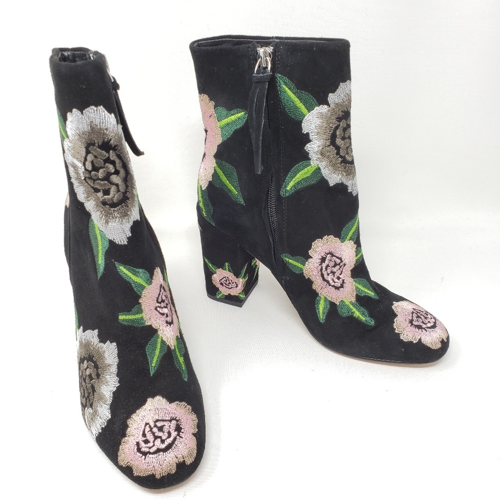 Rebecca Minkoff Floral Black Suede Boots Size 6.5